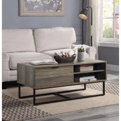 42 " Antique Gray Rectangle Wood Coffee Table with Storage Shelves by Wateday -Wateday Sales Store antique gray wateday coffee tables yj yuki9595667 31 1000