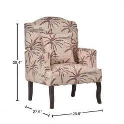 Beige Leaf Linen Fabric Arm Chair with Pillow by Wateday -Wateday Sales Store beige leaf wateday accent chairs yj yuki9596371 40 1000