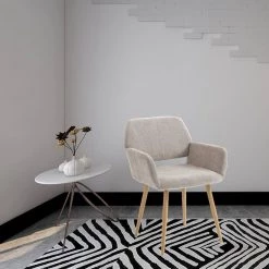 Beige Fabric Upholstered Backrest Side Chair by Wateday -Wateday Sales Store beige wateday accent chairs yj 1001beige 31 1000