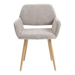 Beige Fabric Upholstered Backrest Side Chair by Wateday