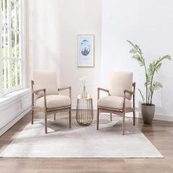 Tan Linen Wood Frame Armchair by Wateday -Wateday Sales Store beige wateday accent chairs yj pp284301aat 31 1000