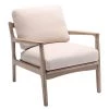 Tan Linen Wood Frame Armchair by Wateday