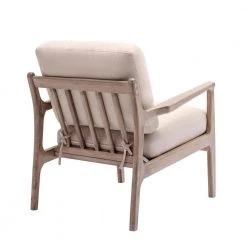 Tan Linen Wood Frame Armchair by Wateday -Wateday Sales Store beige wateday accent chairs yj pp284301aat 66 1000