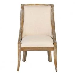 Beige Fabric Side Chair with Solid Wood Frame by Wateday