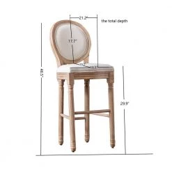 46.5 in. Beige High Back Wood Frame Stool Height 29.9 in. Bar Stool with Fabric Seat (Set of 2) by Wateday -Wateday Sales Store beige wateday bar stools yj yuki9596306 1f 1000