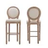 46.5 in. Beige High Back Wood Frame Stool Height 29.9 in. Bar Stool with Fabric Seat (Set of 2) by Wateday