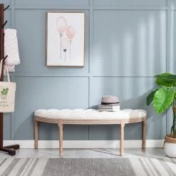 Beige Padded Seat Bench 19.5 in. H x 20 in. W x 55 in. L by Wateday -Wateday Sales Store beige wateday bedroom benches yj yuki9595309 31 1000