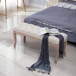 Beige Bed End Bench 18.90 in. H x 14.96 in. W x 43.31 in. L by Wateday -Wateday Sales Store beige wateday bedroom benches yj yuki9595311 31 1000
