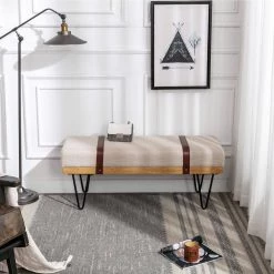 Beige Upholstered Bench 17.7 in. H x 15.7 in. W x 44.1 in. D by Wateday -Wateday Sales Store beige wateday bedroom benches yj yuki9595366 31 1000