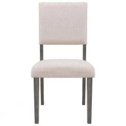 Beige Upholstery Dining Chairs with Wood Legs, Set of 4 by Wateday