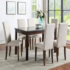 Beige Fabric Upholstered Dining Chairs (Set of 2) by Wateday 13 Beige Fabric Upholstered Dining Chairs (Set of 2) by Wateday -Wateday Sales Store beige wateday dining chairs yj yuki9595912 31 1000