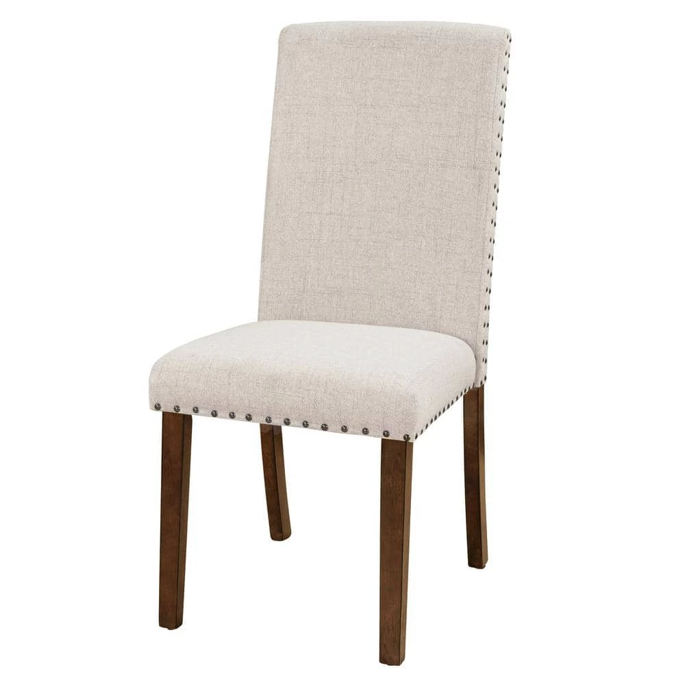 Beige Fabric Upholstered Dining Chairs (Set of 2) by Wateday 1 Beige Fabric Upholstered Dining Chairs (Set of 2) by Wateday