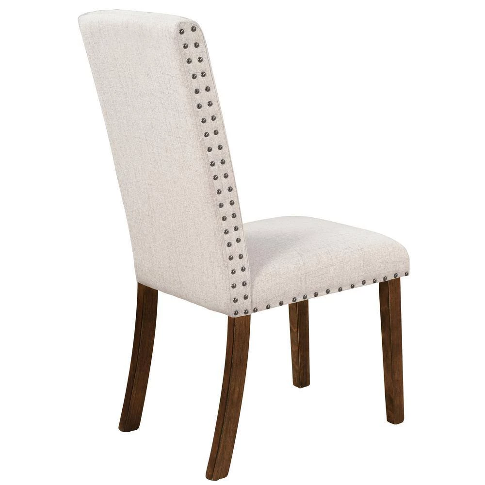 Beige Fabric Upholstered Dining Chairs (Set of 2) by Wateday 2 Beige Fabric Upholstered Dining Chairs (Set of 2) by Wateday - Image 2