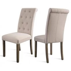 Beige Linen Tufted Dining Side Chair (Set of 2) by Wateday
