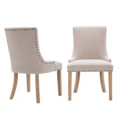 Beige Fabric Dining Side Chairs (Set of 2) by Wateday