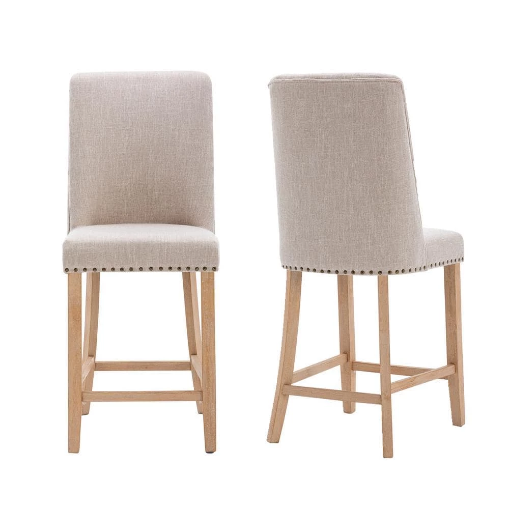 Beige Upholstered Dining Side Chairs (Set of 2) by Wateday 1 Beige Upholstered Dining Side Chairs (Set of 2) by Wateday