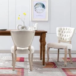 Beige Fabric Dining Side Chair (Set of 2) by Wateday -Wateday Sales Store beige wateday dining chairs yj yuki9596223 31 1000