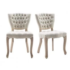 Beige Fabric Dining Side Chair (Set of 2) by Wateday
