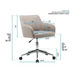 Beige Upholstered Office Chair with Arms by Wateday -Wateday Sales Store beige wateday office stools yj yuki9595038 1f 1000