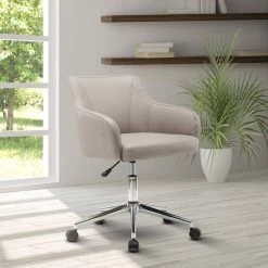 Beige Upholstered Office Chair with Arms by Wateday -Wateday Sales Store beige wateday office stools yj yuki9595038 31 1000