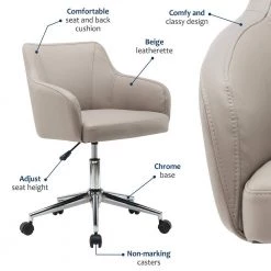 Beige Upholstered Office Chair with Arms by Wateday -Wateday Sales Store beige wateday office stools yj yuki9595038 4f 1000