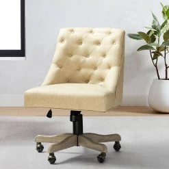 Beige Tufted Back Office Chairs without Arms by Wateday -Wateday Sales Store beige wateday office stools yj yuki9595108 31 1000