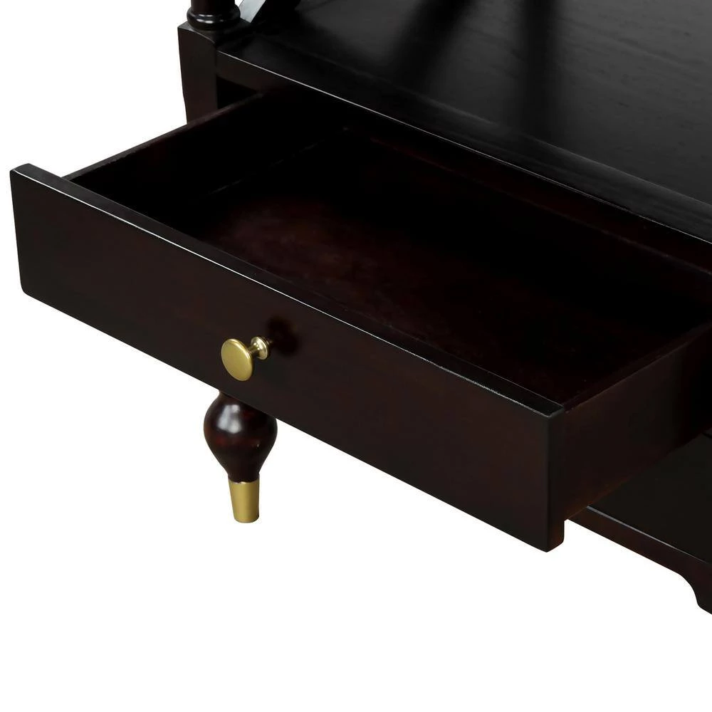2-Drawer Black Cherry Nightstand, 27.5"H x 23.6"W x 17"L by Wateday 4 2-Drawer Black Cherry Nightstand, 27.5"H x 23.6"W x 17"L by Wateday - Image 4