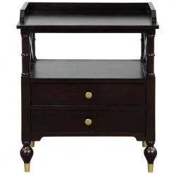2-Drawer Black Cherry Nightstand, 27.5"H x 23.6"W x 17"L by Wateday