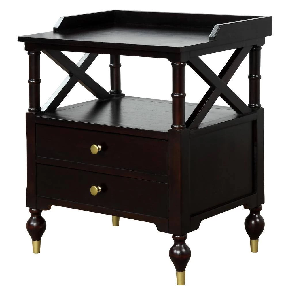 2-Drawer Black Cherry Nightstand, 27.5"H x 23.6"W x 17"L by Wateday 2 2-Drawer Black Cherry Nightstand, 27.5"H x 23.6"W x 17"L by Wateday - Image 2