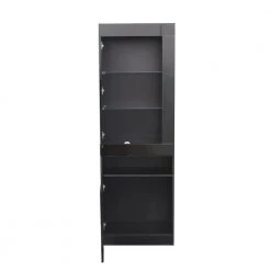 Black Side Storage Cabinet with Shelves, LED Light by Wateday -Wateday Sales Store black wateday accent cabinets yj yuki9596738 44 1000