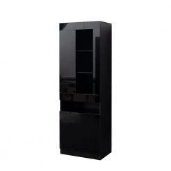 Black Side Storage Cabinet with Shelves, LED Light by Wateday