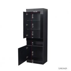 Black Side Storage Cabinet with Shelves, LED Light by Wateday -Wateday Sales Store black wateday accent cabinets yj yuki9596738 77 1000