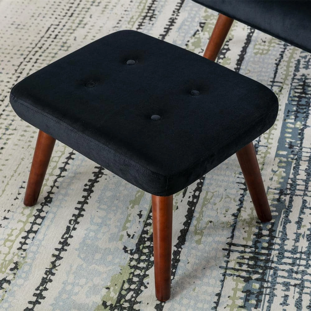 Black Upholstered Lounge Side Chair with Ottoman by Wateday 6 Black Upholstered Lounge Side Chair with Ottoman by Wateday - Image 6