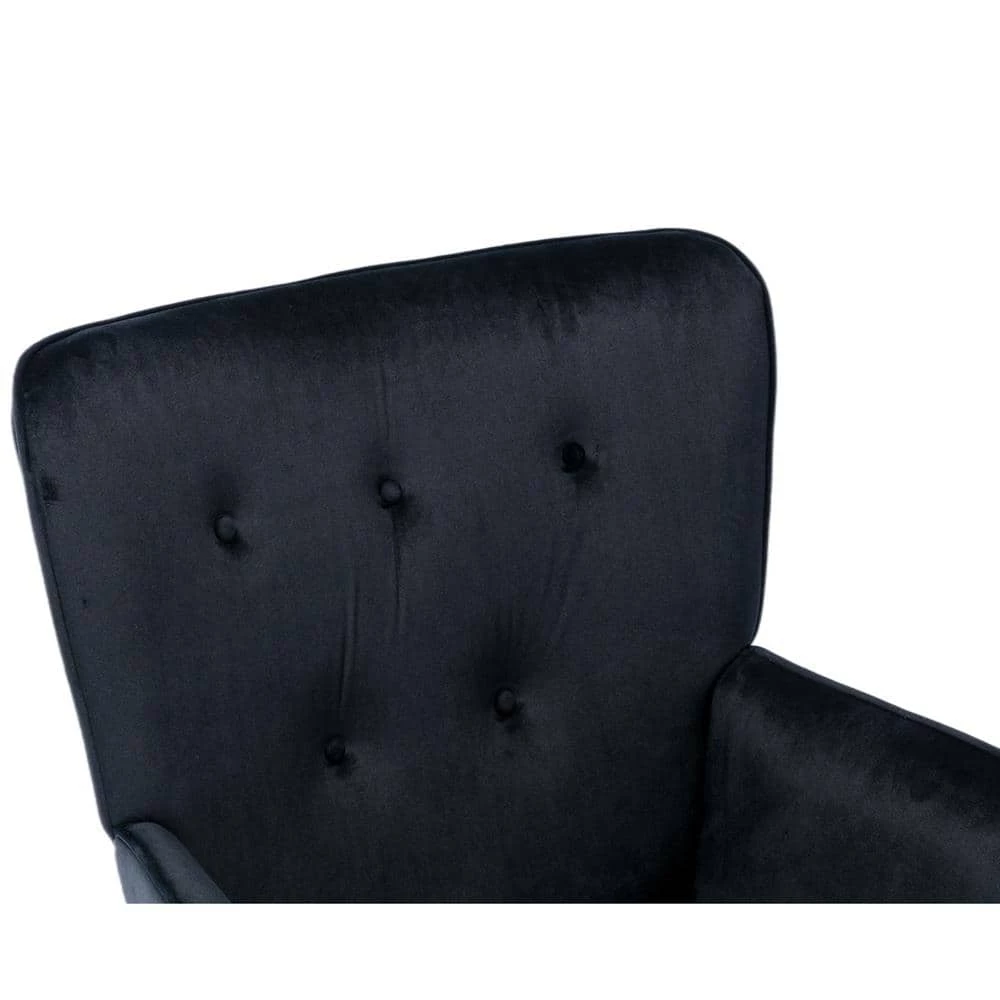 Black Upholstered Lounge Side Chair with Ottoman by Wateday 4 Black Upholstered Lounge Side Chair with Ottoman by Wateday - Image 4