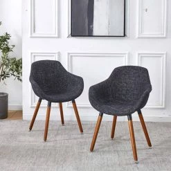 Black Fabric Arm Chair (Set of 2) by Wateday 11 Black Fabric Arm Chair (Set of 2) by Wateday -Wateday Sales Store black wateday accent chairs yj yuki9596064 31 1000