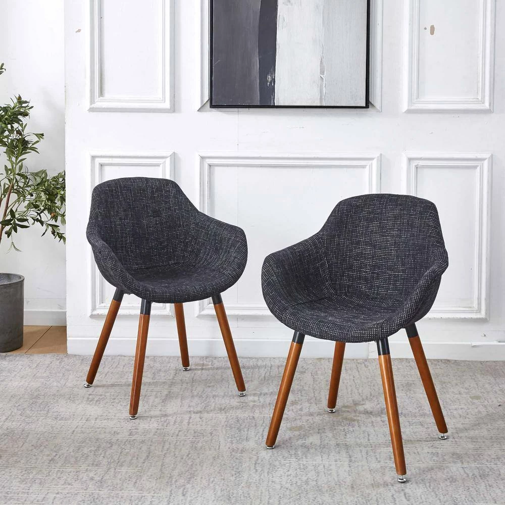 Black Fabric Arm Chair (Set of 2) by Wateday 6 Black Fabric Arm Chair (Set of 2) by Wateday - Image 6