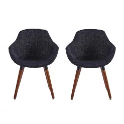 Black Fabric Arm Chair (Set of 2) by Wateday