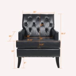 Black PU Leather Side Chair with Cushion by Wateday 10 Black PU Leather Side Chair with Cushion by Wateday -Wateday Sales Store black wateday accent chairs yj yuki9596569 1f 1000