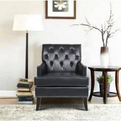 Black PU Leather Side Chair with Cushion by Wateday 11 Black PU Leather Side Chair with Cushion by Wateday -Wateday Sales Store black wateday accent chairs yj yuki9596569 31 1000