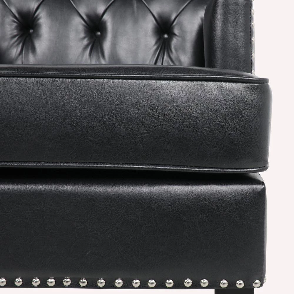 Black PU Leather Side Chair with Cushion by Wateday 4 Black PU Leather Side Chair with Cushion by Wateday - Image 4