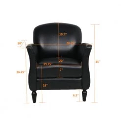 Black PU Side Chair with Cushion by Wateday -Wateday Sales Store black wateday accent chairs yj yuki9596572 4f 1000