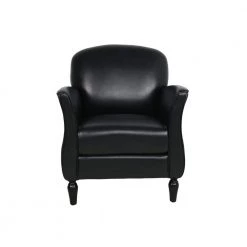 Black PU Side Chair with Cushion by Wateday