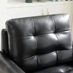 Black Faux Leather Single Sofa Chair Arm Chair with Ottoman by Wateday -Wateday Sales Store black wateday accent chairs yj yuki9596849 1f 1000