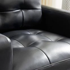 Black Faux Leather Single Sofa Chair Arm Chair with Ottoman by Wateday -Wateday Sales Store black wateday accent chairs yj yuki9596849 4f 1000