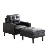 Black Faux Leather Single Sofa Chair Arm Chair with Ottoman by Wateday