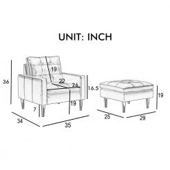 Black Faux Leather Single Sofa Chair Arm Chair with Ottoman by Wateday -Wateday Sales Store black wateday accent chairs yj yuki9596849 fa 1000