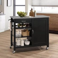Black Kitchen Cart with Towel Bar by Wateday 9 Black Kitchen Cart with Towel Bar by Wateday -Wateday Sales Store black wateday bar carts yj yuki9595805 31 1000