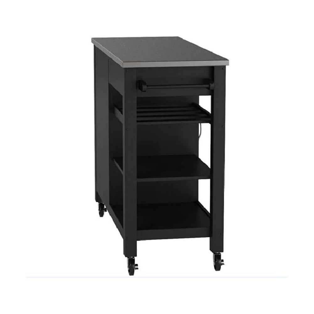 Black Kitchen Cart with Towel Bar by Wateday 3 Black Kitchen Cart with Towel Bar by Wateday - Image 3