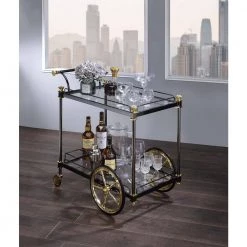 Black Serving Cart with Wheels by Wateday -Wateday Sales Store black wateday bar carts yj yuki9595833 31 1000