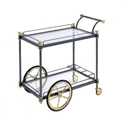 Black Serving Cart with Wheels by Wateday